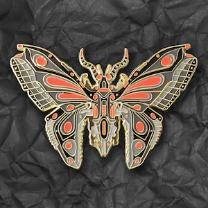 Red Robot Butterfly Enamel Pin - Glow In Dark Mechanical Insect | Steampunk Collectible Lapel Badge | Sci-Fi Brooch | Cyberpunk Art Pin