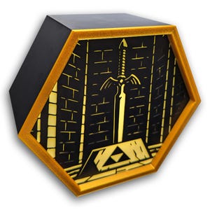 Master Sword LED Hexagon Lamp | Color-Changing Night Light | 3D Printed Lantern | Ocarina of Time Decor | Legend of Zelda Gift