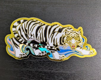 Baihu - The White Tiger Foil Sticker | 3" Wide, Waterproof Vinyl Laptop, Water Bottle/Flask, Journal, Scrapbook, Car Decal