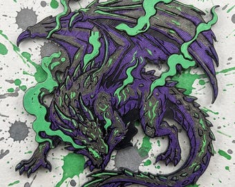 Poison Dragon Fridge Magnet - 4 Inch Textured 3D Printed Fantasy Art