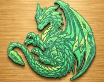 Emerald Dragon Magnet – 3D Printed Collectible Fridge Magnet