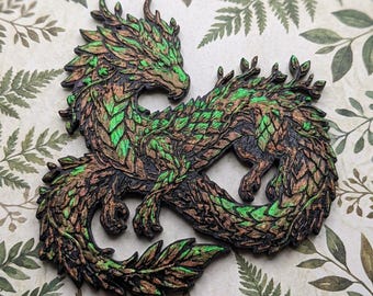 Grass Dragon Fridge Magnet - 4 Inch Textured 3D Printed Fantasy Art
