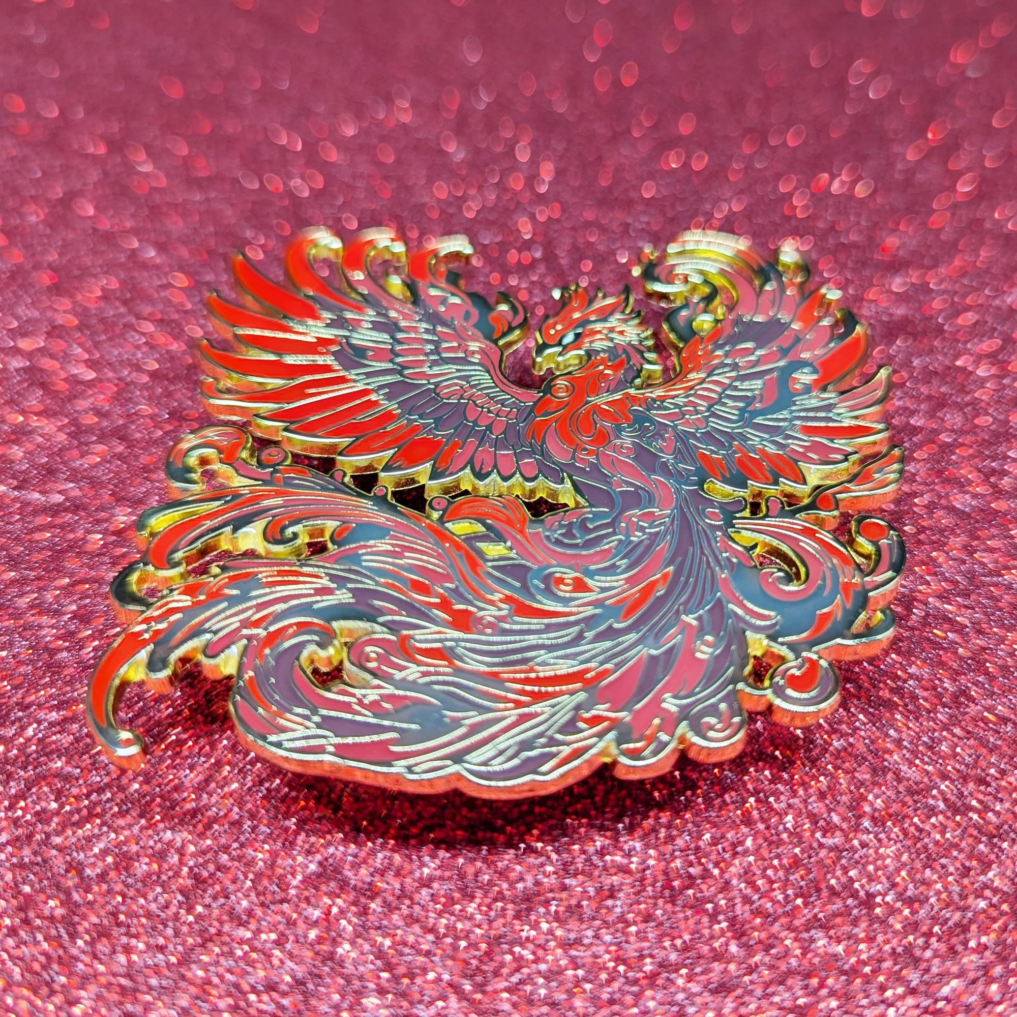 Vermilion Bird Pin - Suzaku Hard Enamel Pin, Phoenix Lapel Pin
