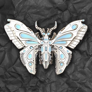 Blue Robot Butterfly Enamel Pin - Glow-in-the-Dark Collectible Lapel Pin, Robotic Butterfly Brooch, Mechanical Insect Badge, Sci-Fi Gift
