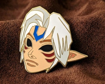 Fierce Deity's Mask Enamel Pin - Legend of Zelda Majora's Mask Collectible Pin, Video Game Lapel Pin, Gold Metal, Gamer Gift