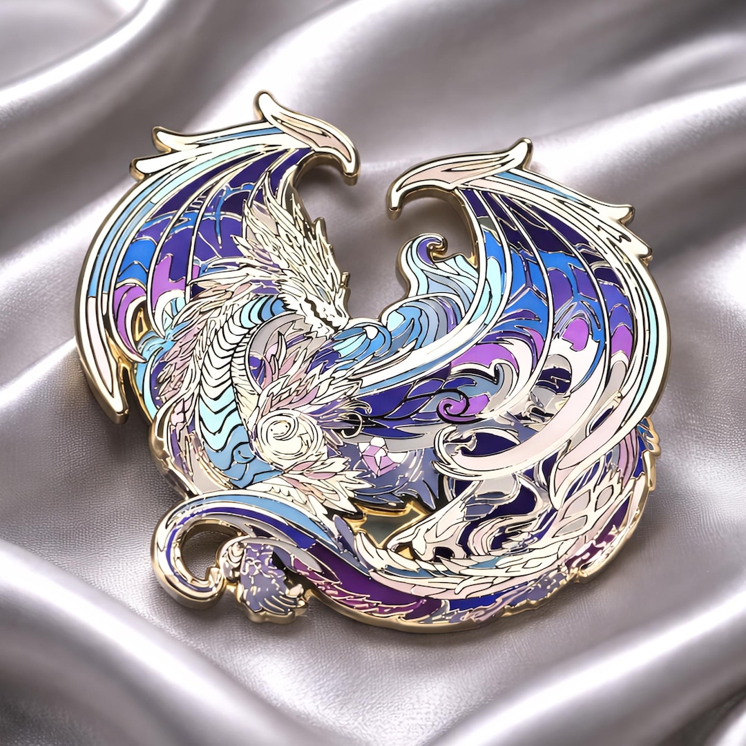 Dragon Enamel Pin | Moon Dragon Hard Enamel Collectible Pin 3.25 Inch ...