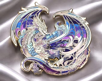 Dragon Enamel Pin | Moon Dragon Hard Enamel Collectible Pin 3.25 inch | Fantasy Dragon Pin | Nocthara, The Moon Dragon