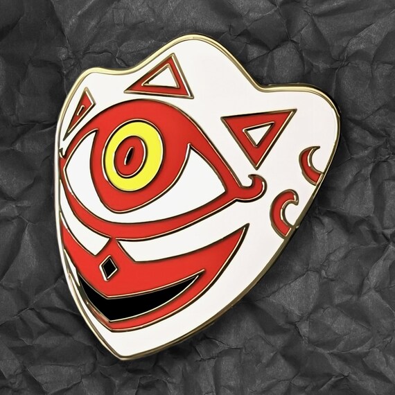 Mask Of Truth Enamel Pin - Zelda Majora's Mask Item | Sheikah Stone Lapel Badge | Nintendo 64 Collectible | Gossip Stone Gaming Brooch