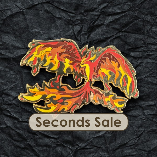 SECONDS SALE Red Phoenix Enamel Pin | Glow In The Dark Collectible Lapel Pin, Mythological Fantasy Fire Bird Brooch, Badge, Gold Metal