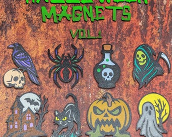 Halloween Magnet Set Vol.1 – 8 Piece Fridge Magnet Collection, Gothic Home Decor, Spooky Kitchen Accessories, Halloween Gift Set, 3D Printed