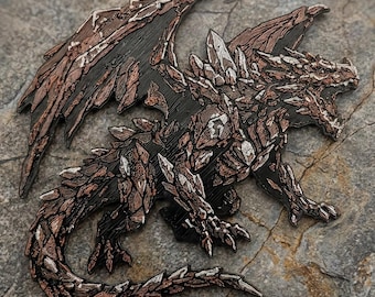 Stone Dragon Fridge Magnet - 4 Inch Textured 3D Printed Fantasy Art