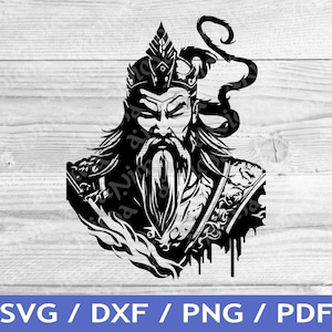 Guan Yu SVG Cut Out / Three Kingdoms T-Shirt Design / Chinese Warrior Vector / Laser File / Sublimation / SVG Stencil / Commercial Rights