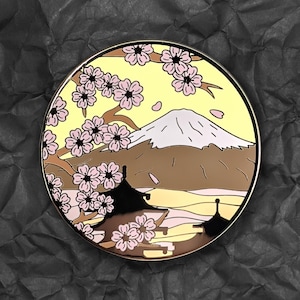 Mt. Fuji (Day) Enamel Pin - Japanese Landscape Lapel Badge | Sakura Cherry Blossom Brooch | Temple Scenery Collectible | Travel Souvenir Pin