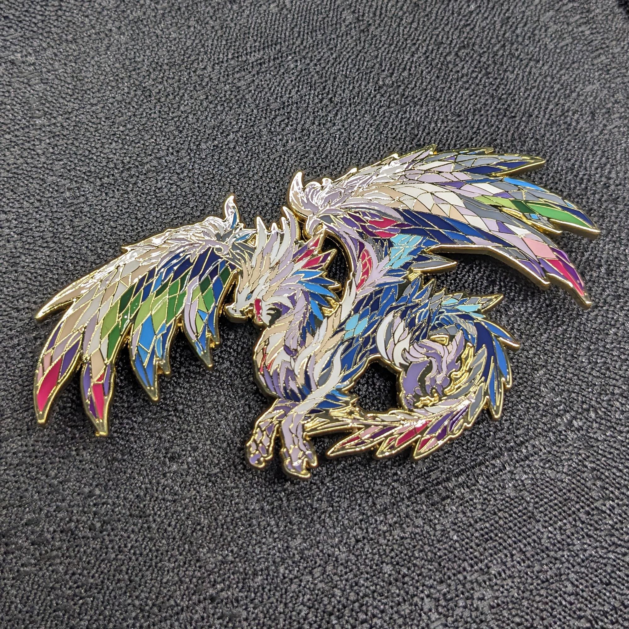 Crystal Dragon Enamel Pin | Xyloris, Gold Plated Fantasy Pin - Etsy