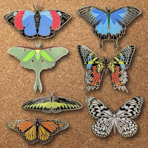 Butterflies Enamel Pins, Luna Moth, Monarch Butterfly, Agrias Butterfly, Butterfly Pin For Bridesmaid Gift, Wedding Gift