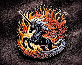 Dark Unicorn Enamel Pin | Fantasy Pin, Fire Horse Pin, Mythical Creature Brooch / Badge / Charm