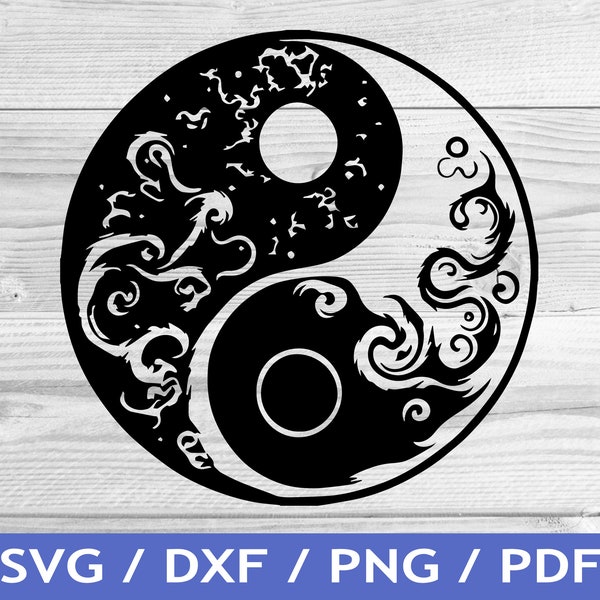Yin Yang SVG Cut Out / Yinyang Cricut Design / Buddhist T Shirt Design / Laser File / Sublimation Print / SVG Stencil / Tattoo
