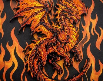 Fire Dragon Fridge Magnet - 4 Inch Textured 3D Printed Fantasy Art