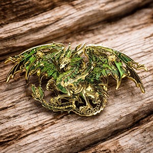 Dragon Enamel Pin | Bone Dragon Hard Enamel Collectible Pin 3.25 inch | Fantasy Dragon Pin | Draeghuul, Dragon Of Decay