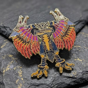 Pin de esmalte de Bahamut // Pin de Final Fantasy X, Pin de invocación de Aeon, Pin de solapa de videojuego coleccionable, Metal dorado