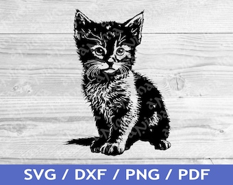 Kitten SVG Cut Out / Cute Kitten T-Shirt Design / Kitty Vector / Laser File / Sublimation Print / SVG Stencil / Commercial Rights