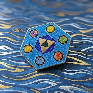 Chamber of Sages Enamel Pin - Legend of Zelda Ocarina of Time Collectible Pin, Triforce Video Game Brooch, Gold Metal, Gamer Gift
