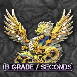 B Grade / Seconds Aurelios, The Sun Dragon Enamel Pin | 3.25&quot; Gold-Plated Hard Enamel Pin | Dragon Aspects Collection, Golden Dragon