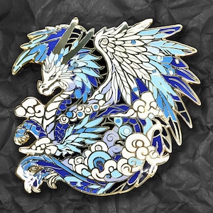 Zephyriel, The Sky Dragon Enamel Pin | 3&quot; Gold-Plated Hard Enamel Pin | Dragon Aspects Collection, Wind Dragon, Fantasy Creature Pin