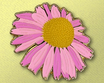 Purple Coneflower Enamel Pin | Collectible Lapel Pin, Echinacae Blossom Brooch / Badge, Gold Metal