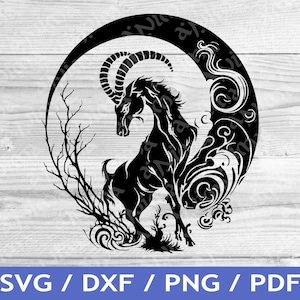Steenbok SVG uitgesneden / Zodiac Goat T-shirt Design / astrologie vector / laserbestand / sublimatie print / SVG-stencil / commerciële rechten