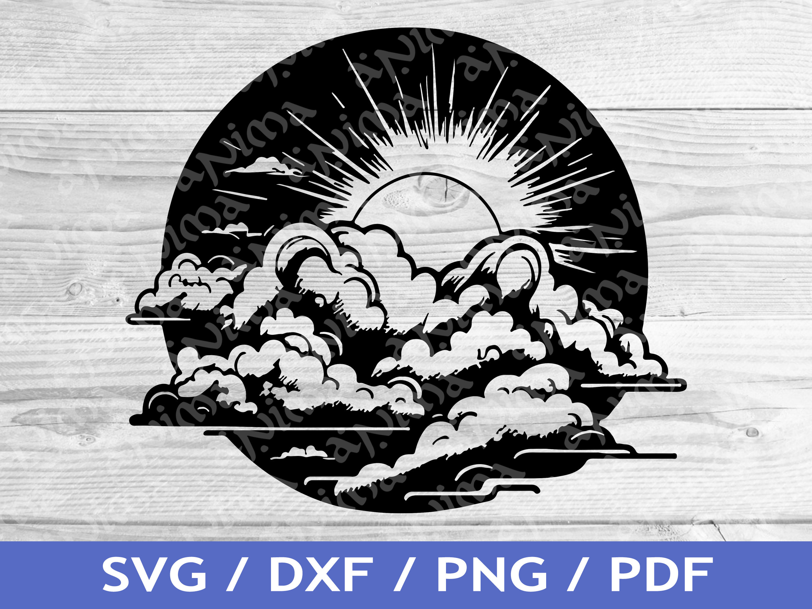 Sunrise Clouds SVG Cut Out / Clouds Cricut Design / Clouds