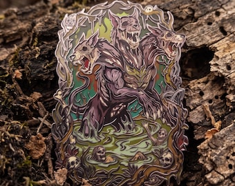 Gluttony Enamel Pin | Cerberus Brooch Badge, Dante's Inferno Charm, Third Circle Of Hell, Patreon Pin Club Design