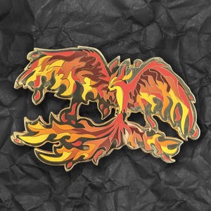 Red Phoenix Enamel Pin - Glow in the Dark, Collectible Lapel Pin, Fantasy Fire Bird Brooch, Gold Metal, Mythological Badge, Unique Gift