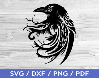 Raven SVG Cut Out / Raven Head Cricut Design / Bird T Shirt Design / Laser File / Sublimation Print / SVG Stencil / Tattoo