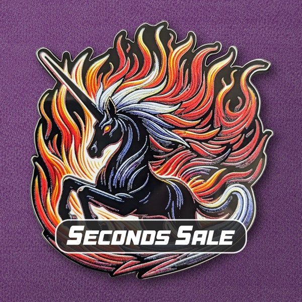 SECONDS SALE Dark Unicorn Enamel Pin | Fantasy Pin, Fire Horse Pin, Mythical Creature Brooch / Badge / Charm