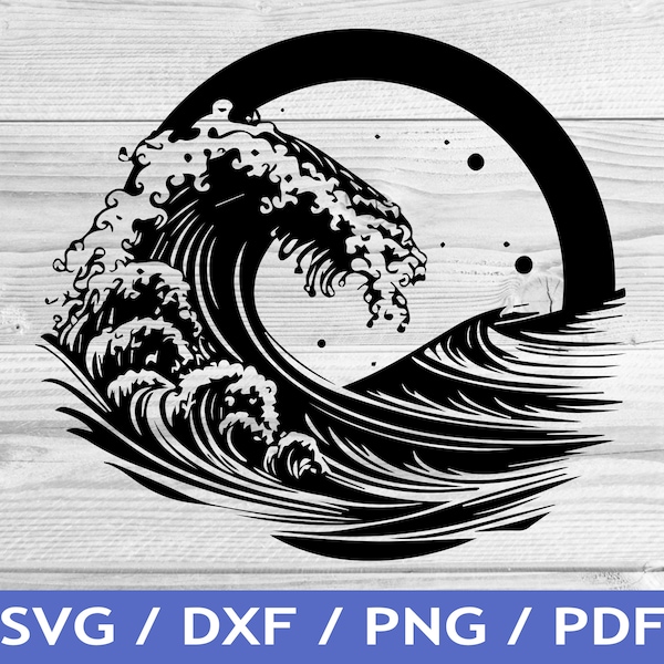 Japanese Wave SVG Cut Out / Wave Cricut Design / Wave T Shirt Design / Ocean Symbol / Sublimation Print / SVG Stencil / Tattoo