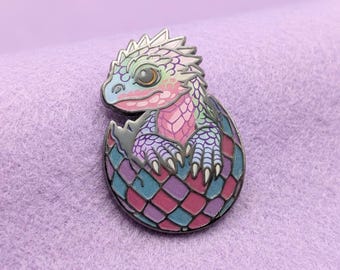 Dragon Hatchling Enamel Pin | Fantasy Baby Dragon Hard Enamel Lapel Badge | Mythical Creature Gift for Dragon Lover