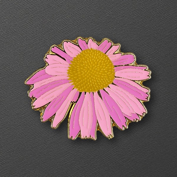 Purple Coneflower Enamel Pin | Collectible Lapel Pin, Echinacae Blossom Brooch / Badge, Gold Metal