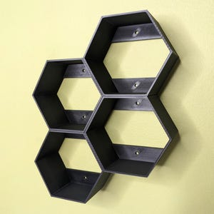 Étagères murales hexagonales modernes pour classeurs STL | Décoration murale imprimable en 3D | Étagères flottantes géométriques | 4&quot; 6&quot; 8&quot; | Plusieurs options de montage