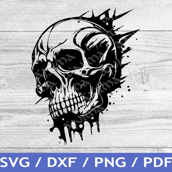 Skull SVG Cut Out / Skull Cricut Design / Skull Vector / Gothic Vector / Laser File / Sublimation Print / SVG Stencil / Tattoo