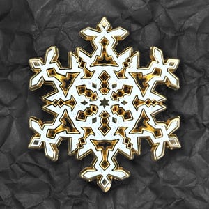 Snowflake Enamel Pin - Winter Holiday Collectible | Glittered Frost Lapel Badge | Christmas Snow Brooch | Gold Metal Seasonal Pin