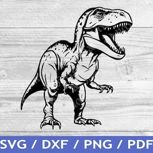 Tyrannosaurus SVG Schnitt / T-Rex Cricut Design / Dinosaurier T-Shirt Design / Laser-Datei / Sublimationsdruck / SVG Schablone / Tattoo