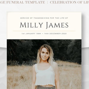 Order of Service | 8 Page Obituary Template | Modern Funeral Design With Birds | Peach Funeral Program Download | Memorial Template | Bach