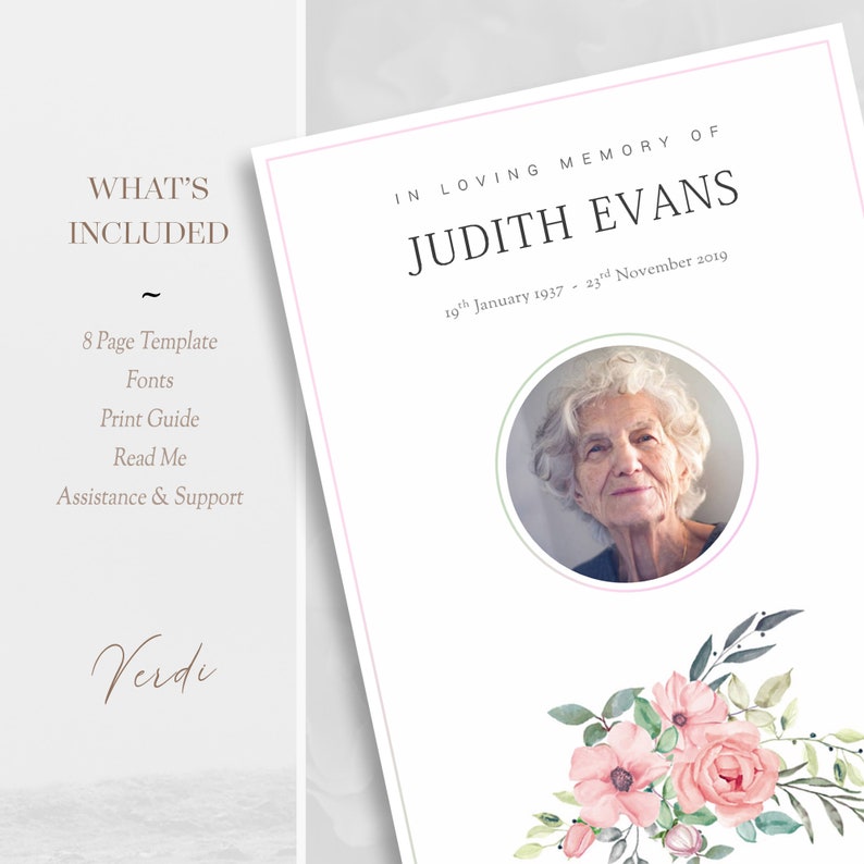 8 Page Funeral Program Template Funeral Program Download Etsy