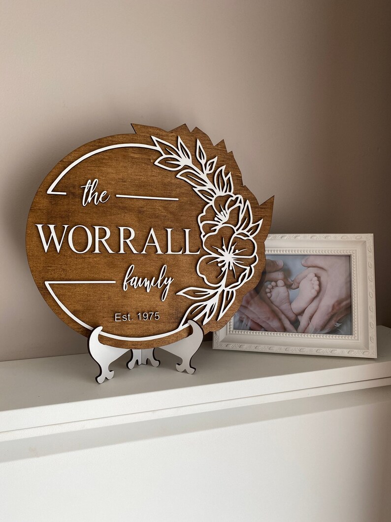 Personalized Family Name Sign: Handcrafted Wood Plaque With Stand - Etsy