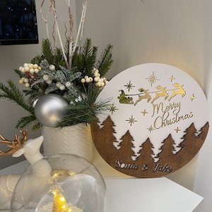 Light up Personalised Merry Christmas with name names ||3D custom Christmas door hanger