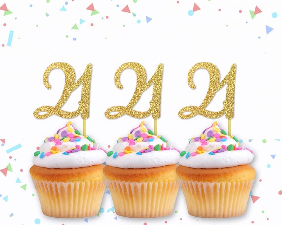 21st Cupcake Toppers 21st Birthday Toppers 21st Birthday Etsy