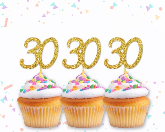 30th Cupcake Toppers 30th Birthday Toppers 30th Birthday Etsy