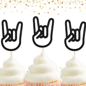 Rock Cupcake Toppers, Rock Sign, Rock & Roll, Rolling, Birthday Decor, Party Decor, Rock Party, Wedding Decor, Bachelorette Party