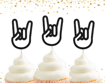 Rock Cupcake Toppers, Rock Schild, Rock & Roll, Rolling, Geburtstag Dekor, Party Dekor, Rock Party, Hochzeit Dekor, Junggesellinnenparty